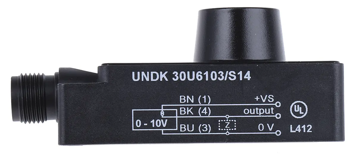 Produktfoto 1 von Baumer Näherungssensor Ultraschall, Kubisch 1 m 0-10 V 15 → 30 V dc / 20 mA, IP67