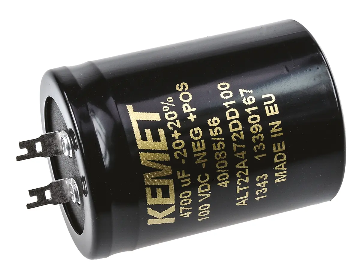 Produktfoto 1 von KEMET ALT22 Lötöse Aluminium-Elektrolyt Kondensator 4700μF ±20% / 100V dc, Ø 40mm x 55mm x 55mm, +85°C
