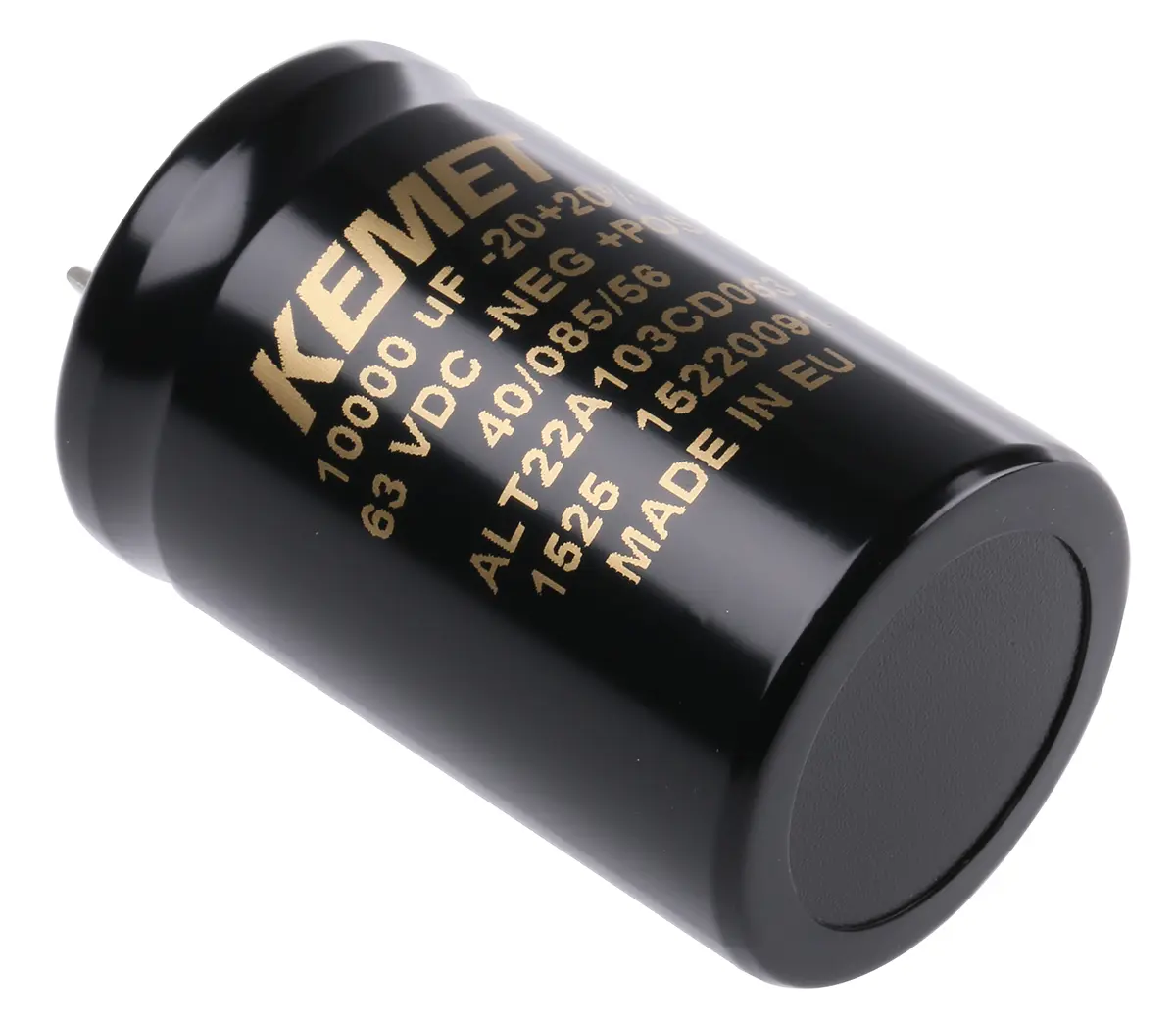Produktfoto 1 von KEMET ALT22 Lötöse Aluminium-Elektrolyt Kondensator 10000μF ±20% / 63V dc, Ø 35mm x 55mm x 55mm, +85°C