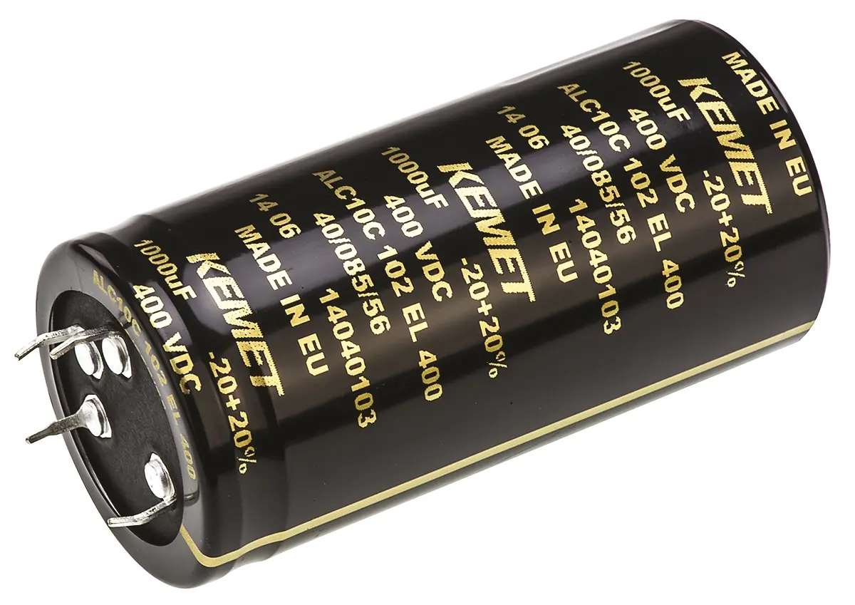 Produktfoto 1 von KEMET ALC10 Snap-In Aluminium-Elektrolyt Kondensator 1000μF ±20% / 400V dc, Ø 40mm x 80mm x 80mm, +85°C