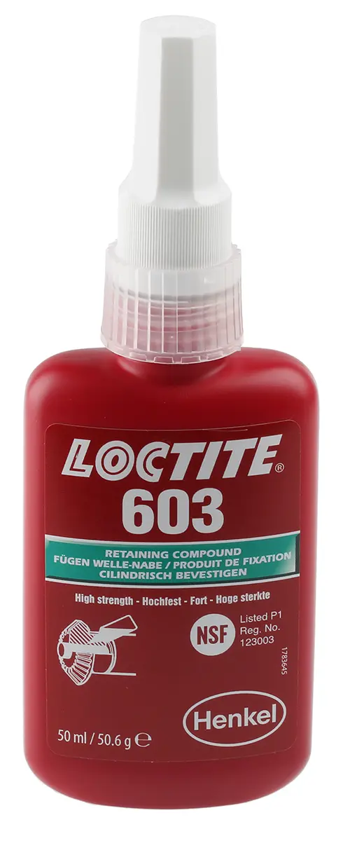 Produktfoto 1 von Loctite Loctite 603 Fügeklebstoff, Hoch Flüssig Grün Urethanmethacrylat, Flasche 50 ml, 150 °C, -55 °C