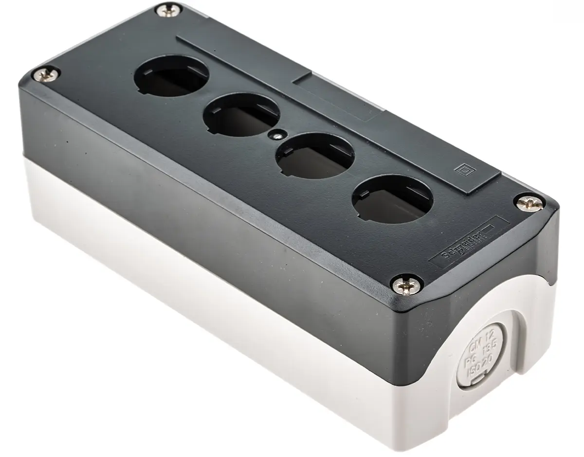 Produktfoto 1 von Schneider Electric Harmony XALD Steuerstation-Gehäuse, 4 x Ø 22 mm, Grau, Kunststoff, IP66, IP69K, IP40