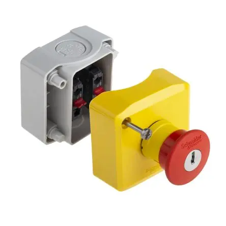 Produktfoto 1 von Schneider Electric Harmony Not-Aus-Drucktaster, SMD, Ø 22 mm, 2 Öffner, Gelb IP69, IP66, IP67, IP69K, 68mm, x 53 mm,
