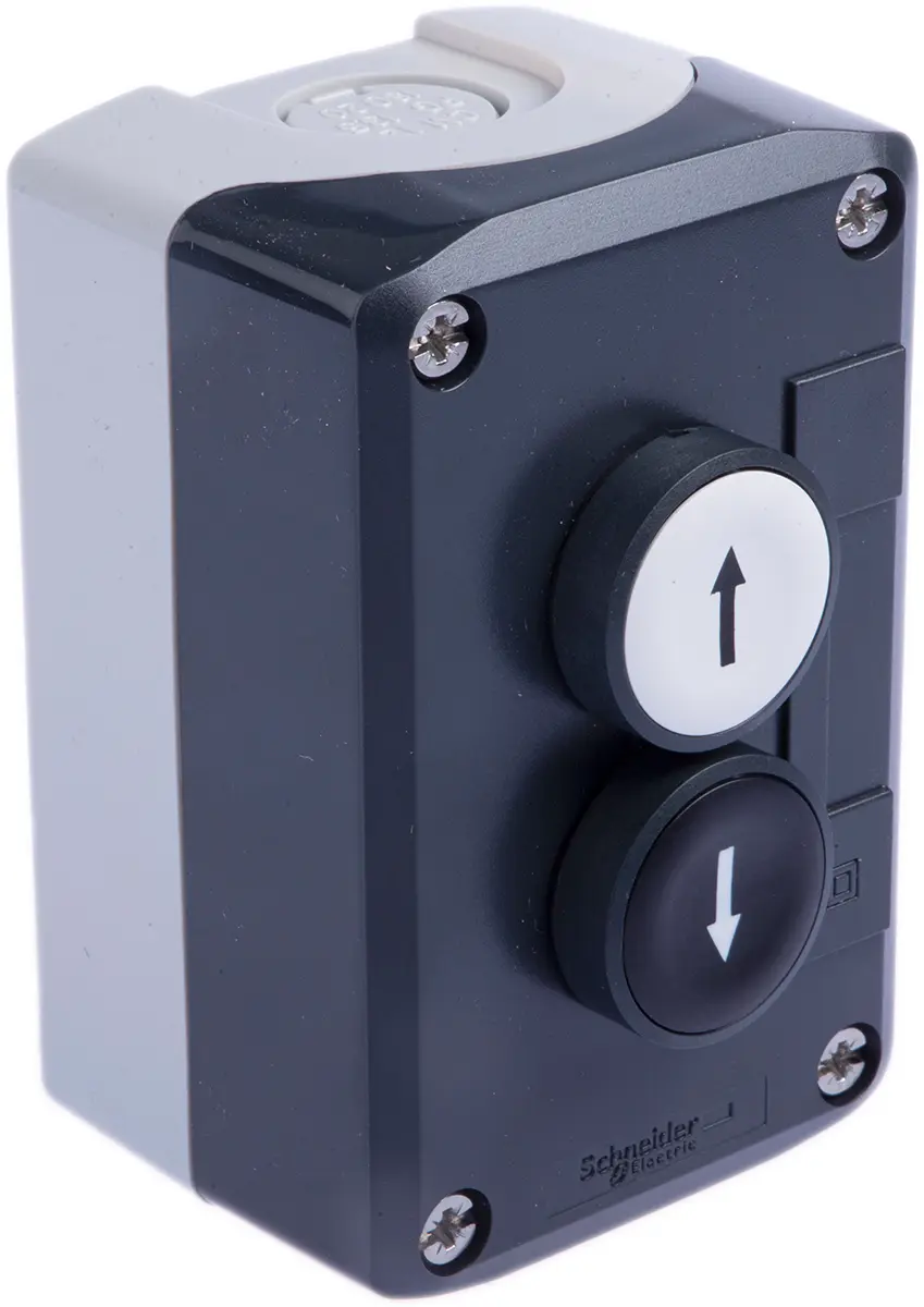 Produktfoto 1 von Schneider Electric Federrückstellung Harmony XALD Drucktaster-Steuerstation DPST Weiß, Schwarz Polycarbonat, IP66, IP67,