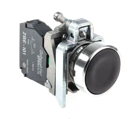 Produktfoto 1 von Schneider Electric Harmony XB4 Druckschalter Schwarz Federrückstellung Panel Ø 22 mm, SPST / 6A, IP66, IP67, IP69K