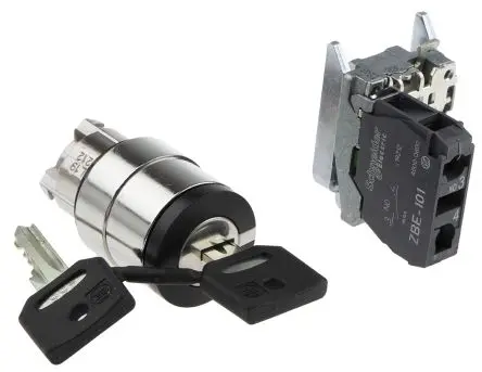 Produktfoto 1 von Schneider Electric Schlüsselschalter Schleichkontakt 2-Positionen 1 Schließer 10A 455 IP69, IP69K, IP66, IP67