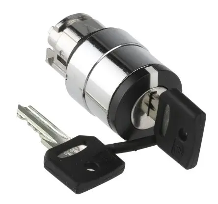 Produktfoto 1 von Schneider Electric Harmony Schlüsselschalterkopf 22 mm 3 Positionen 455 Federrückstellung zur Mitte IP69K, IP69, IP67,