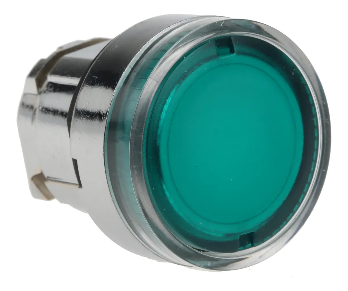 Produktfoto 1 von Schneider Electric Harmony Drucktastenkopf Ø 22 mm, Grün Federrückstellung Rund Rund Metall, IP66