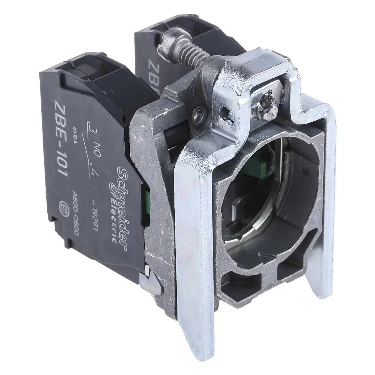 Produktfoto 1 von Schneider Electric Harmony XB4 Kontaktblock mit Halter 1-poliger Umschalter 600V Schraubanschluss