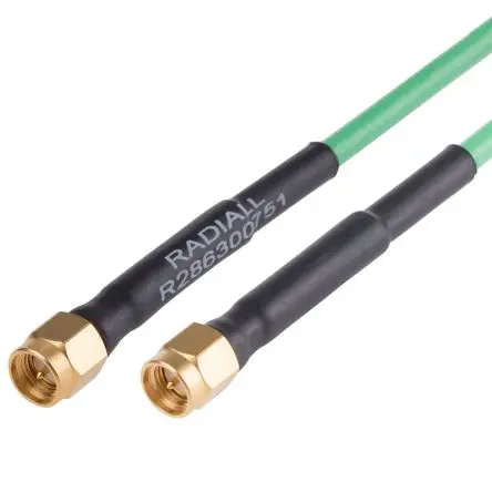 Produktfoto 1 von Radiall Koaxialkabel Stecker, 50 Ω Stecker, 500 mm, SMA / SMA, Grün