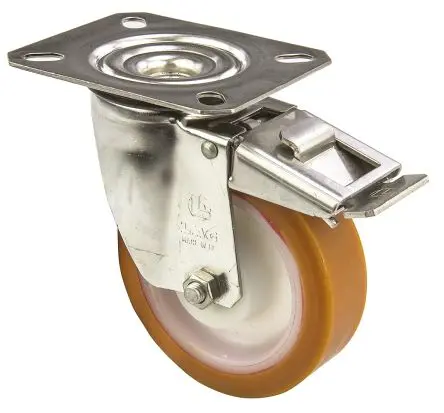 Produktfoto 1 von LAG Gebremst, schwenkbar Rolle, Rad ø 100 mm, 150 kg, Ges H. 128 mm, Rad B. 30 mm