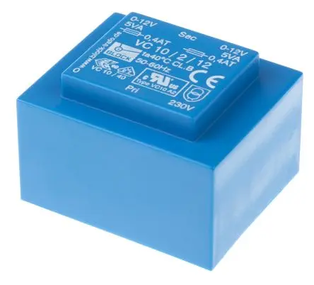 Produktfoto 1 von Block Printtrafo, Trafo 230 V ac / 2 x 12 V ac 2 Ausg. 10 VA 51 mm x 34.6mm x 43 mm 0.28 kg Stift