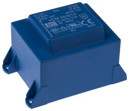 Produktfoto 1 von Block Printtrafo, Trafo 230 V ac / 12 V ac 2 Ausg. 16 VA 57 mm x 48mm x 55 mm 0.42 kg Stift