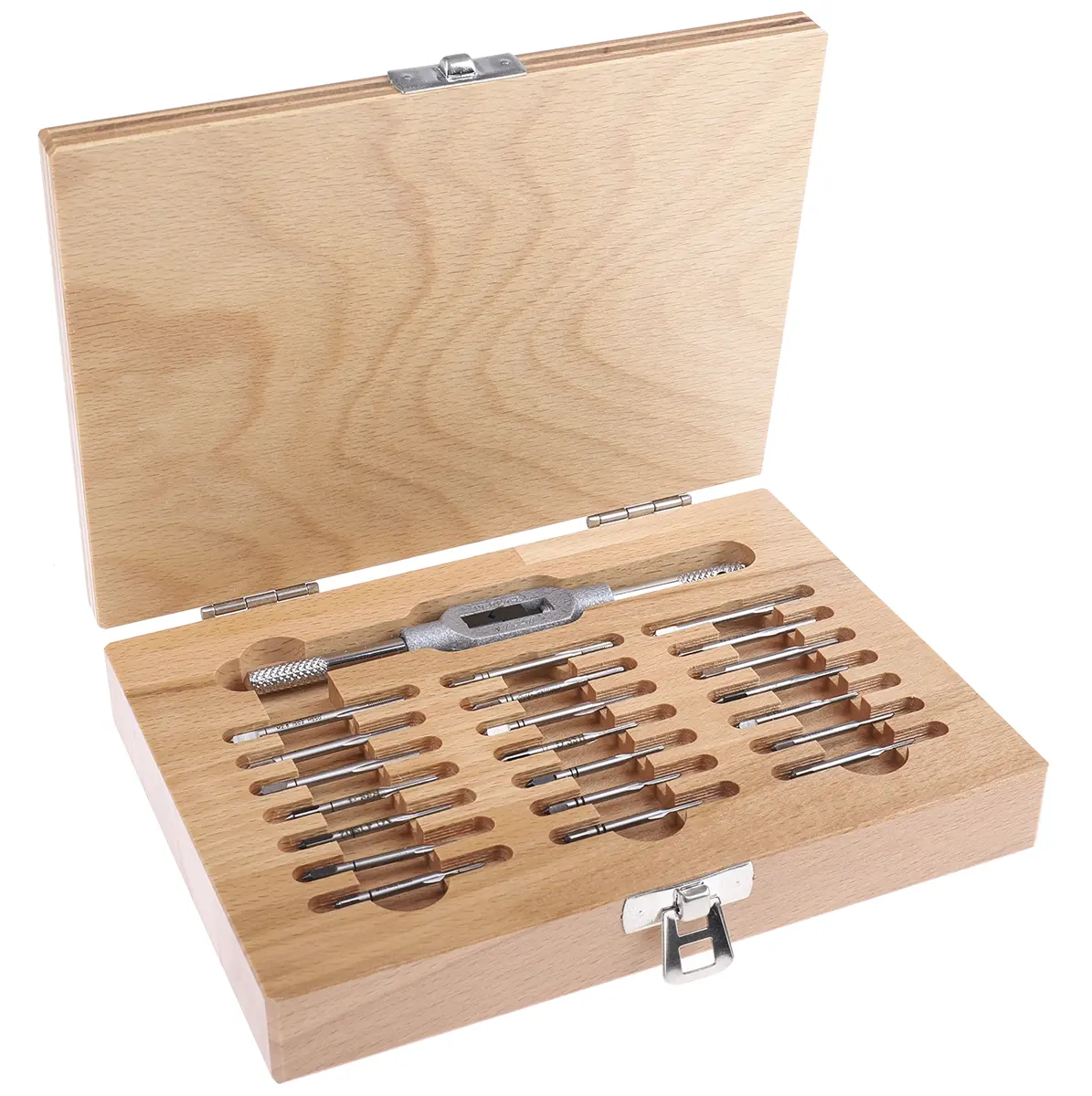 Produktfoto 1 von RS PRO Gewindebohrer Satz HSS Hand, Metrisch Handgewindebohrer, 22-teilig M2.6