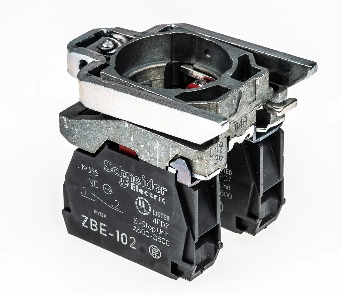 Produktfoto 1 von Schneider Electric Harmony XB4 Kontaktblock mit Halter 1-poliger Umschalter 600V Schraubanschluss