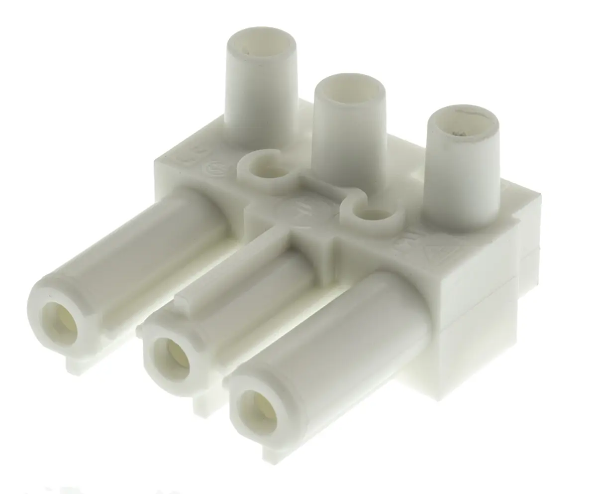 Produktfoto 1 von Wieland Buchse GST18 Leuchtensteckverbinder, Stecker, Kontakte: 3, Kabelmontage, 16A, Weiß, 0.5 → 2.5 mm²