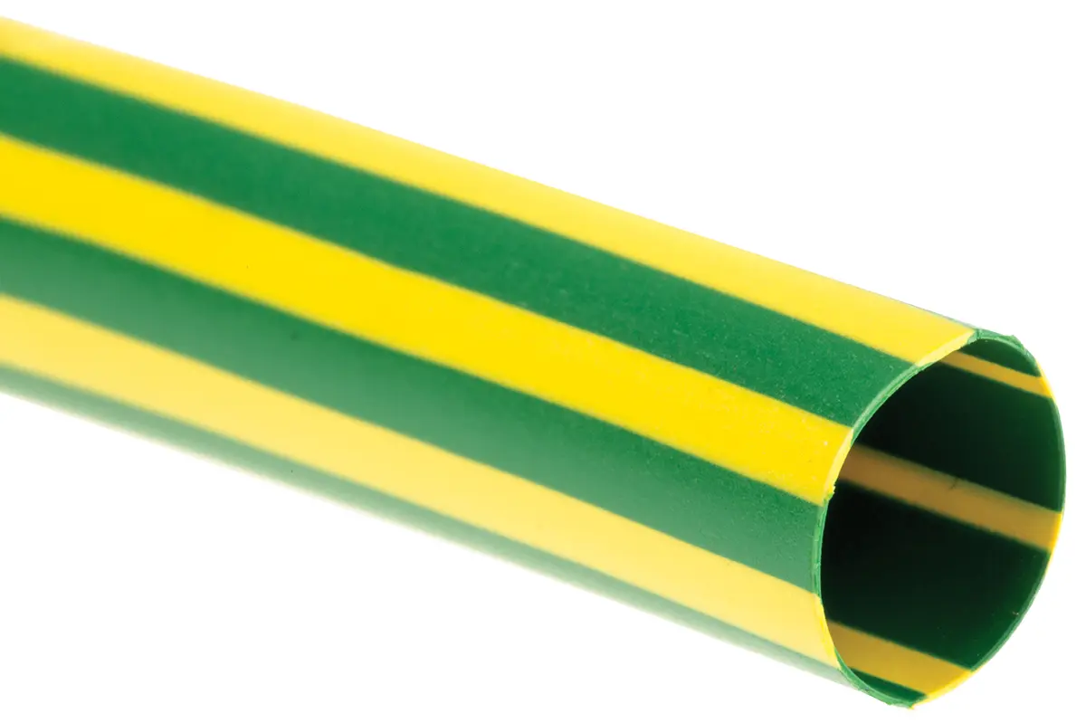 Produktfoto 1 von TE Connectivity DCPT Wärmeschrumpfschlauch, Polyolefin Grün, Gelb, Ø 8 mm Schrumpfrate 2:1, Länge 1.5m