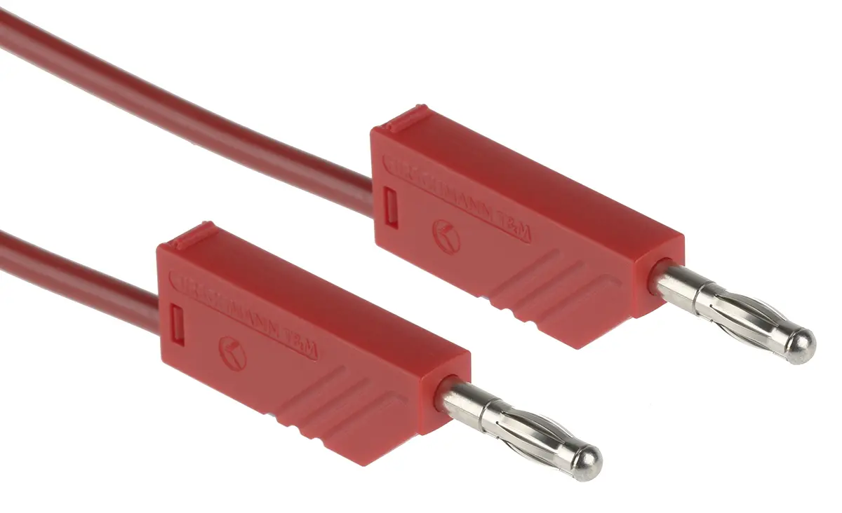 Produktfoto 1 von Hirschmann Test & Measurement Steckverbinder-Messleitung 16A Stecker / Stecker, Rot Polyvinylchlorid-isoliert 1 m, 60 V