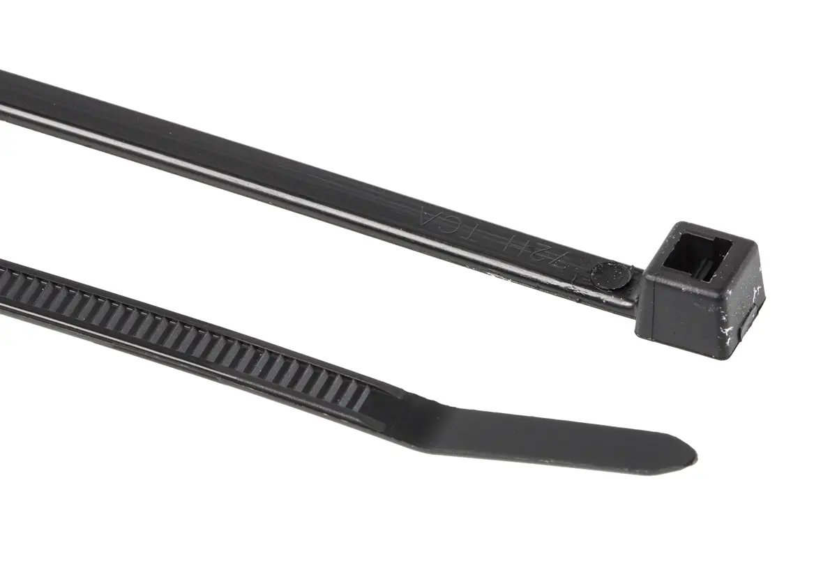 Produktfoto 1 von HellermannTyton T80L W Nylon 6.6 Kabelbinder Innen gezackt Schwarz 4.7 mm x 390 mm