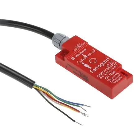 Produktfoto 1 von Guardmaster 440N Magnetisch 2-m-Kabel Berührungsloser Sicherheitsschalter 24V dc aus Kunststoff, 2 Öffner, Magnetisch
