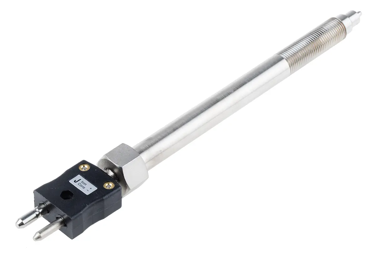 Produktfoto 1 von RS PRO Edelstahl Thermoelement mit Mantelisolierung und Schmelzbolzen Typ J, Ø 3mm x 152mm → +500°C