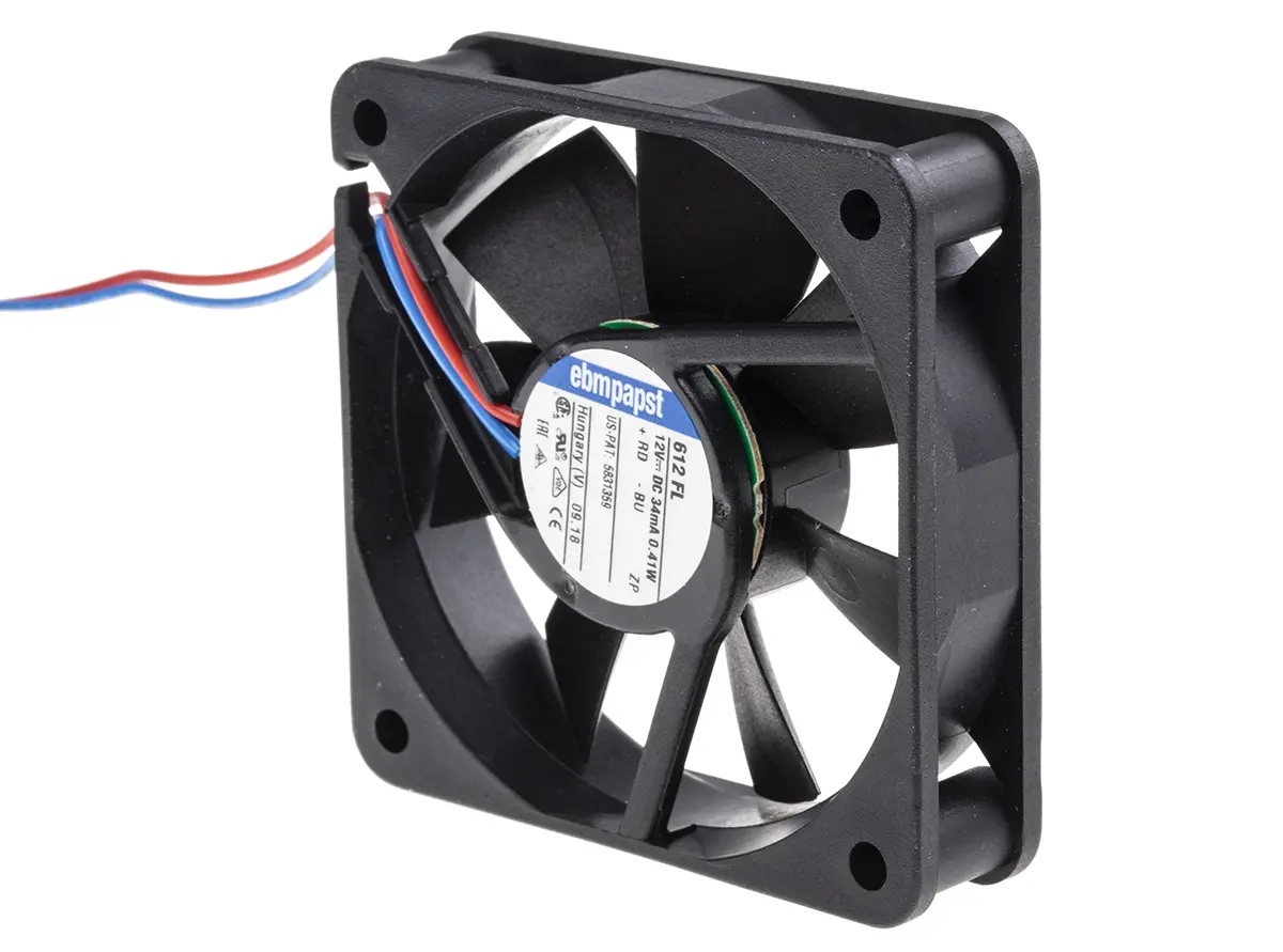 Produktfoto 1 von ebm-papst 600 F DC-Axiallüfter, Gleitlager, 12 V dc / 400mW, 60 x 60 x 15mm, 2650U/min, 19m³/h