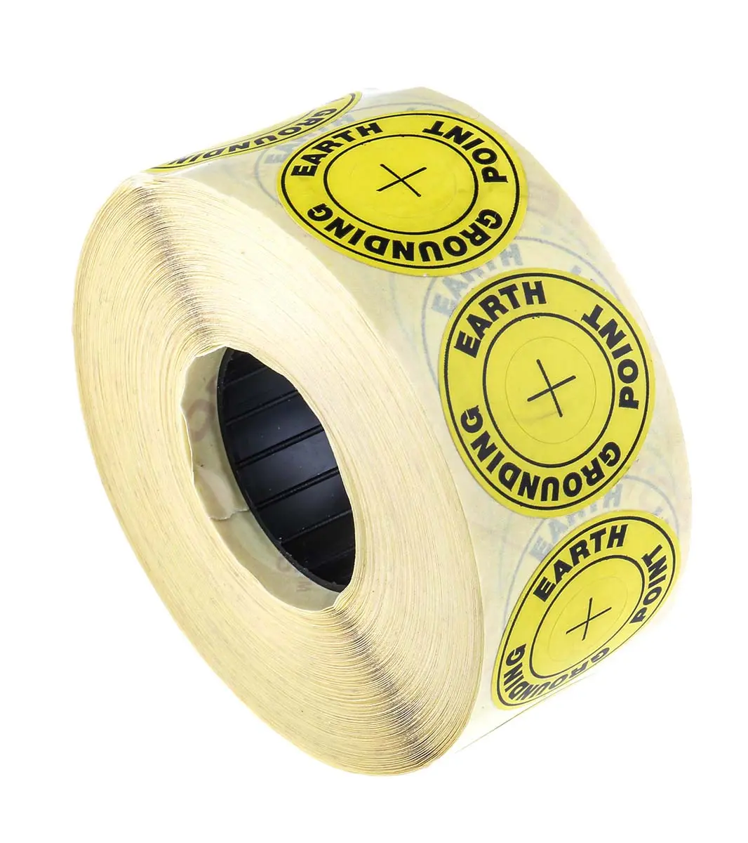 Produktfoto 1 von RS PRO 1000 Per Pack Vinyl ESD-Aufkleber, Englisch, Gelb, Earth Ground Point B 36 mm