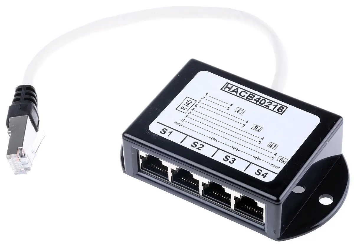Produktfoto 1 von Decelect, SPE Splitter, RJ45, 4 -Port, Typ FTP, Gerade, L 200 mm, L 26 mm, Typ Splitter
