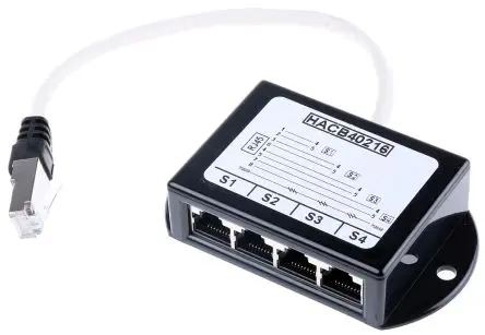 Produktfoto 1 von Decelect, SPE Splitter, RJ45, 4 -Port, Typ FTP, Gerade, L 200 mm, L 26 mm, Typ Splitter
