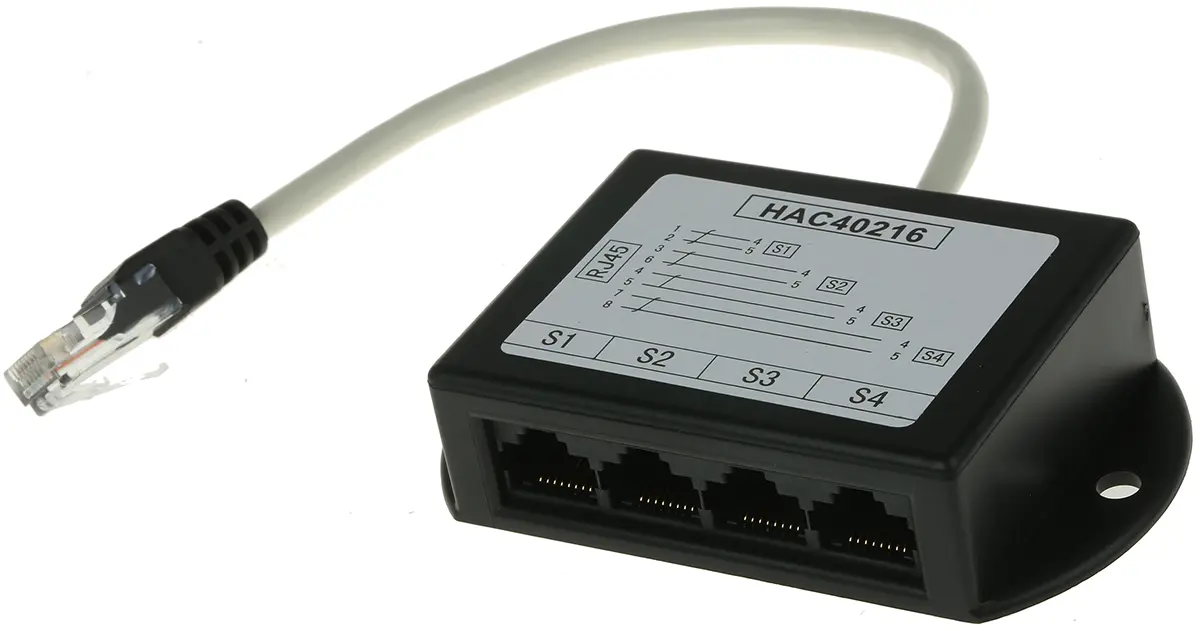 Produktfoto 1 von Decelect, SPE Splitter, RJ45, 4 -Port, Typ UTP, Gerade, L 200 mm, L 26 mm, Typ Splitter