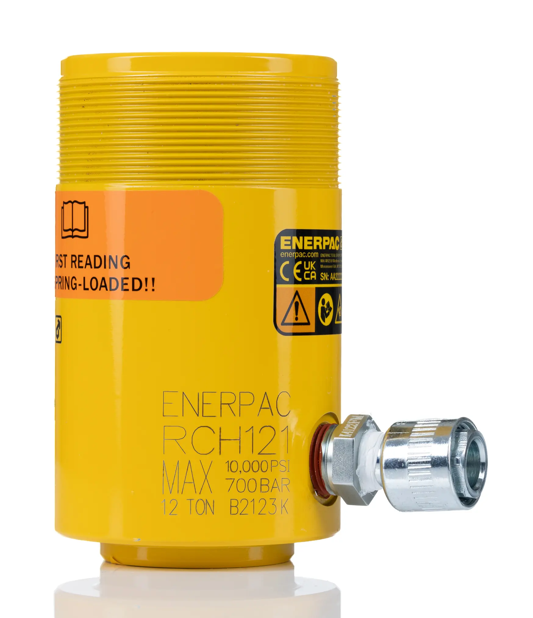 Produktfoto 1 von Enerpac Hohlkolben-Hydraulikzylinder Einfachwirkend, eingef.L. 120 mm 13 t 42 mm