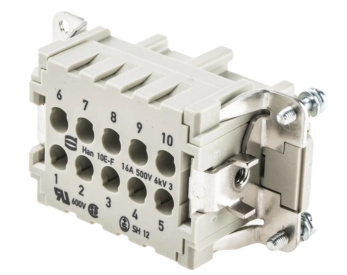 Produktfoto 1 von Harting Han E Leistungssteckverbinder, Buchse gerade, 10 Kontakte 2-reihig, 500 V / 10A