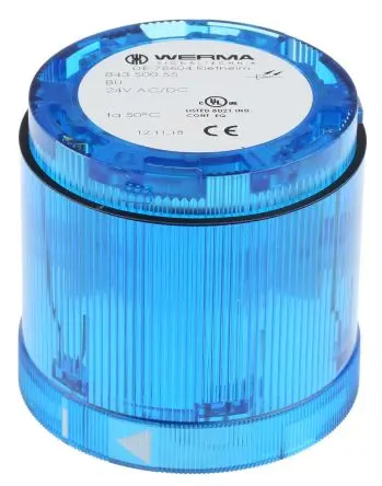 Produktfoto 1 von Werma 843 LED Signalleuchte Dauer-Licht 24V dc Blau Wechselstrom/Gleichstrom IP54, 70 mm x 65.5 mm