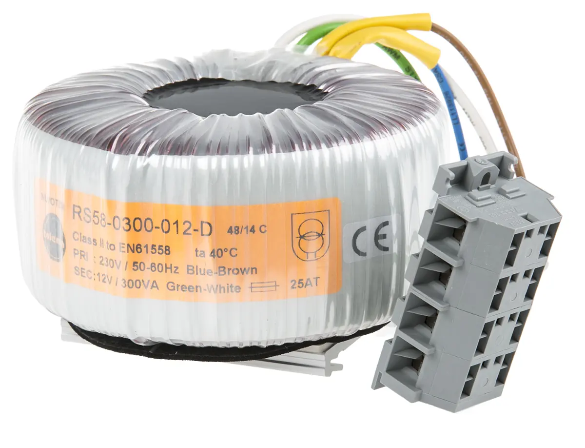 Produktfoto 1 von Nuvotem Talema Ringkerntransformator, Primär 230V ac / Sekundär 12V ac, 300VA 1 Ausg., 25A 2.5kg 117 (Dia.) x 69mm