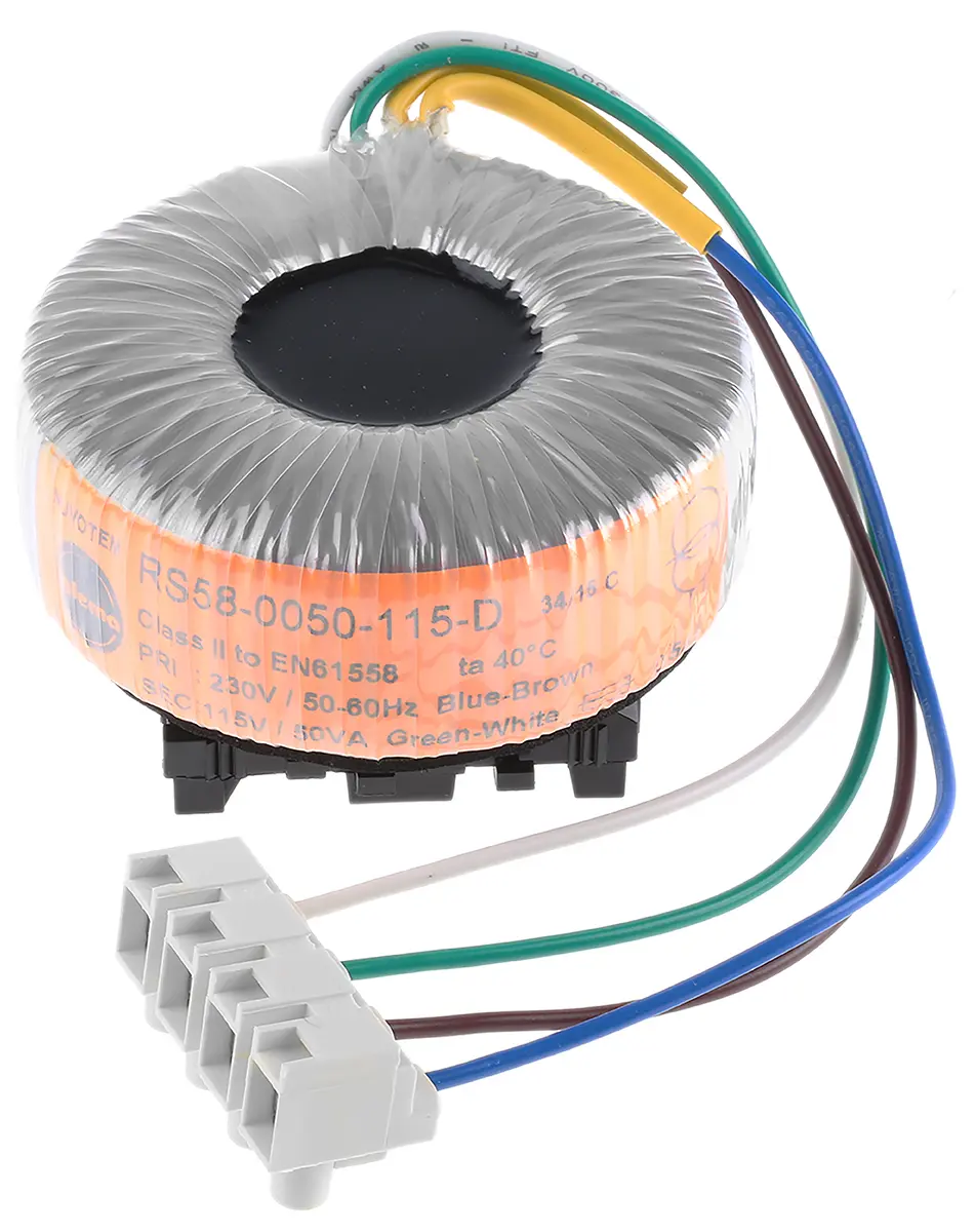 Produktfoto 1 von Nuvotem Talema Ringkerntransformator, Primär 230V ac / Sekundär 115V ac, 50VA 1 Ausg., 435mA 628g 80 (Dia.) x 43mm