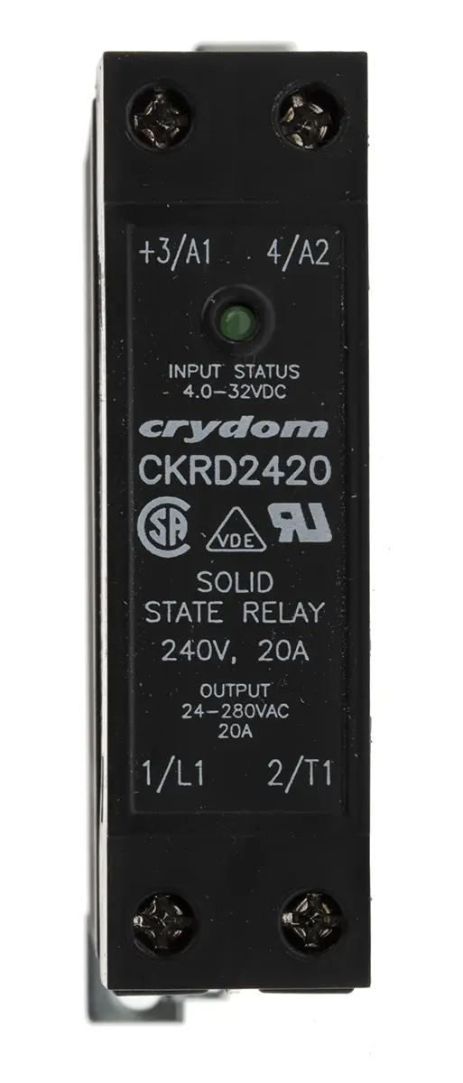 Produktfoto 1 von Sensata Crydom CKR24 DIN-Schienen Halbleiterrelais mit Nulldurchgang 280 Vrms / 20 A Effektivwert