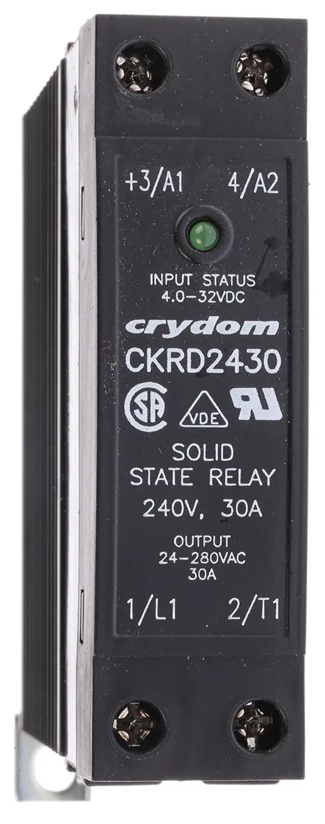 Produktfoto 1 von Sensata Crydom DIN-Schienen Halbleiterrelais mit Nulldurchgang 280 Vrms / 30 A Effektivwert
