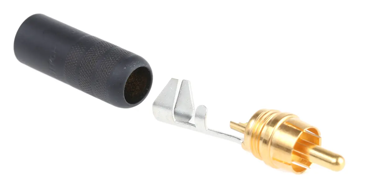 Produktfoto 1 von Switchcraft Gerade Schwarz Cinchstecker, Gold, 250 V ac, Kabel 6A
