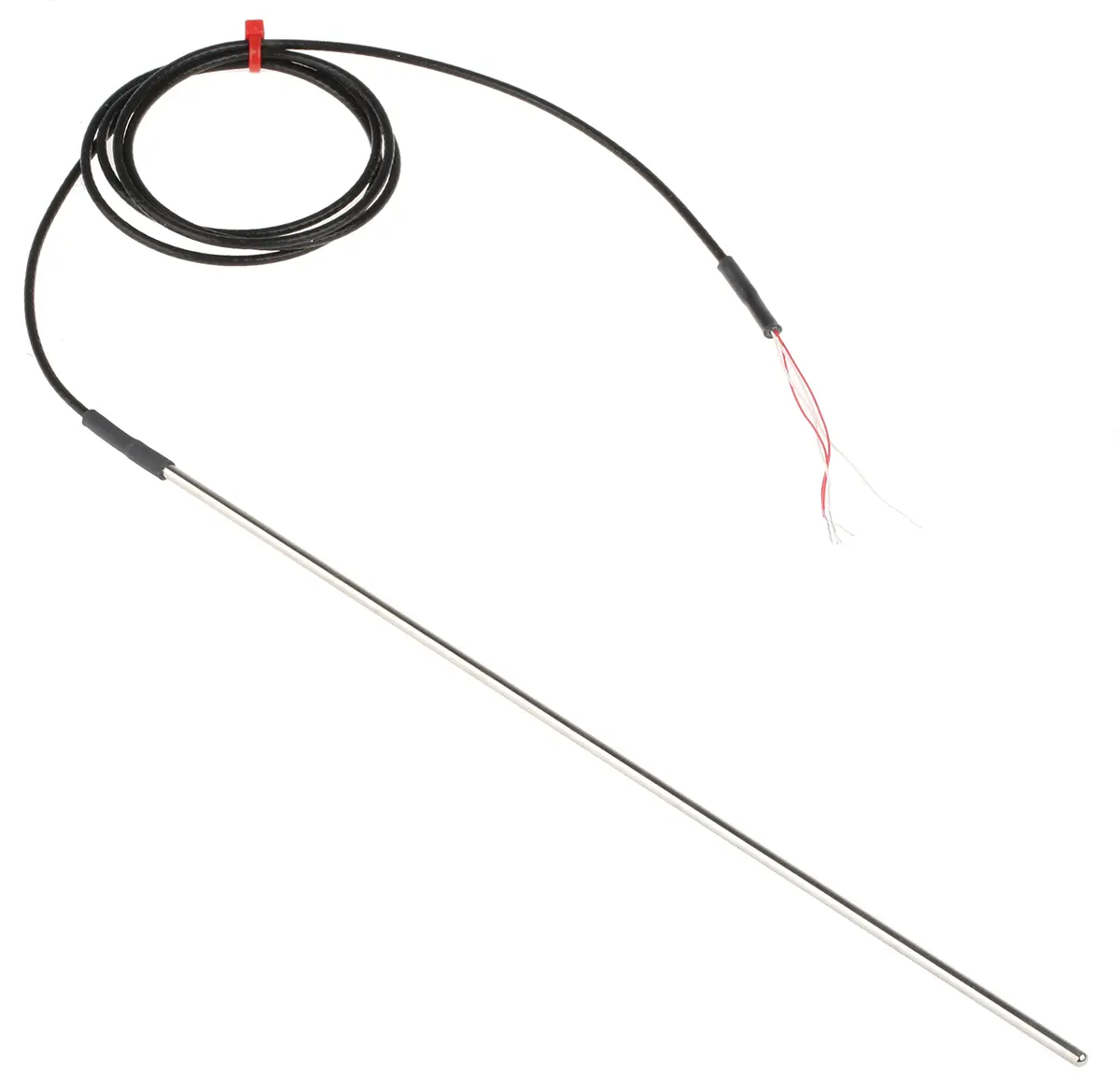 Produktfoto 1 von RS PRO PT100 Sensorelement Widerstandsthermometer Edelstahl Ø 3mm x 250mm, -50°C → +250°C, 1m Leitung