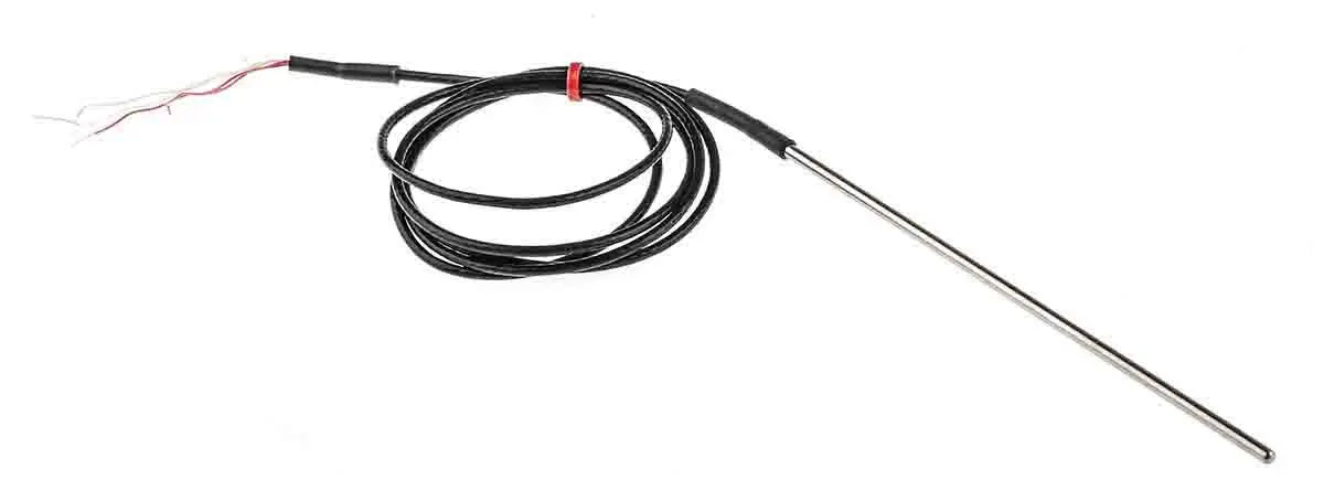 Produktfoto 1 von RS PRO PT100 Sensorelement Widerstandsthermometer Edelstahl Ø 3mm x 150mm, -50°C → +250°C, 1m Leitung