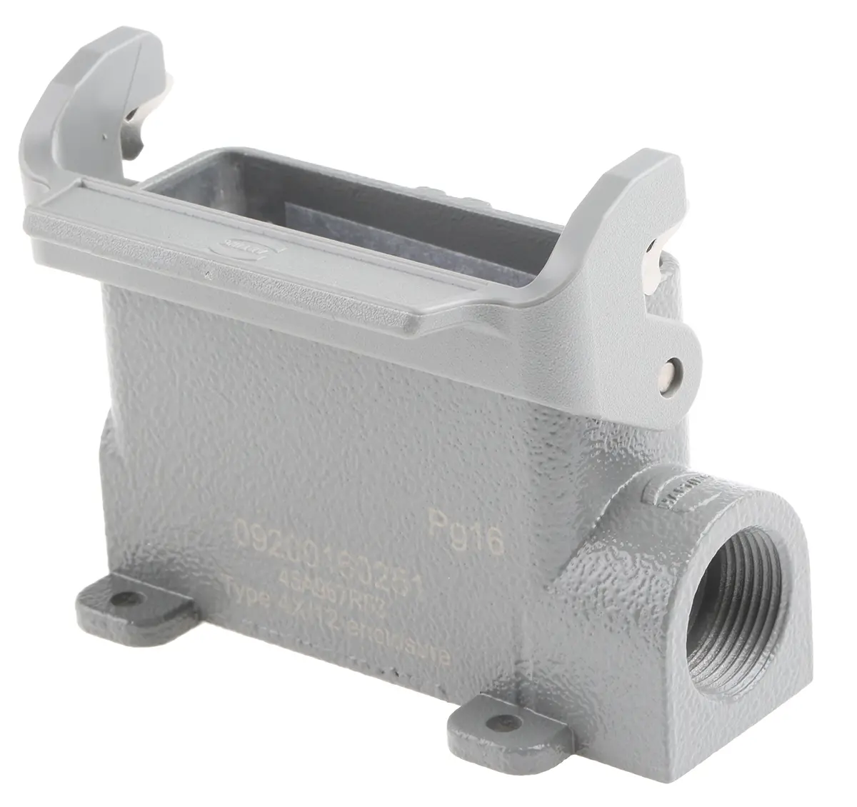 Produktfoto 1 von HARTING Han A Gehäuse für robusten Stromversorgungsstecker 1 Hebel 1, SMD 16A Anbaugehäuse, IP65