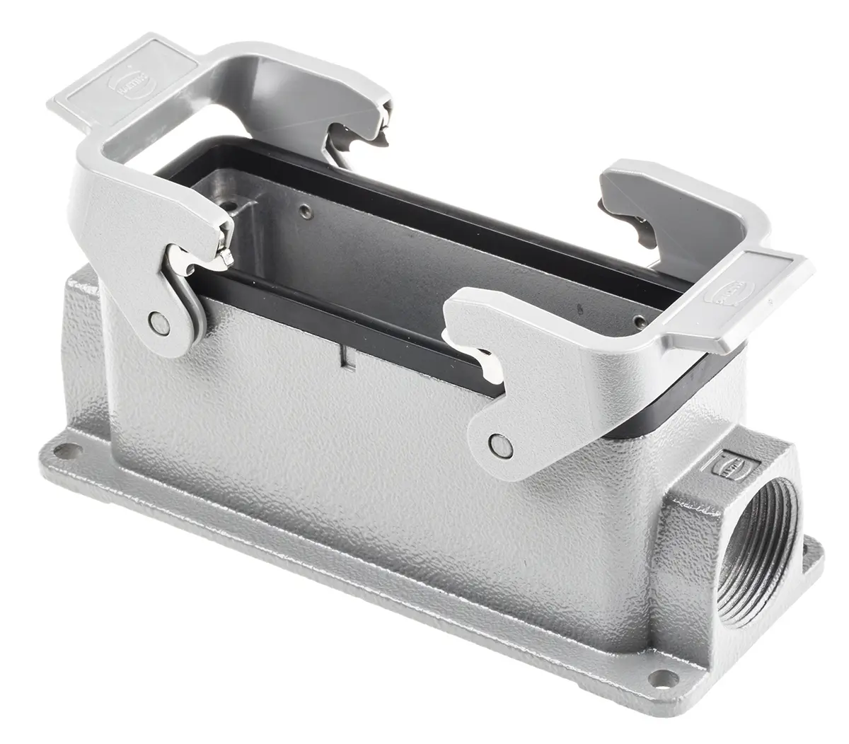 Produktfoto 1 von HARTING Han B Gehäuse für robusten Stromversorgungsstecker 2 Hebel 2, Oberfläche 24B Steckverbindergehäuse, IP65
