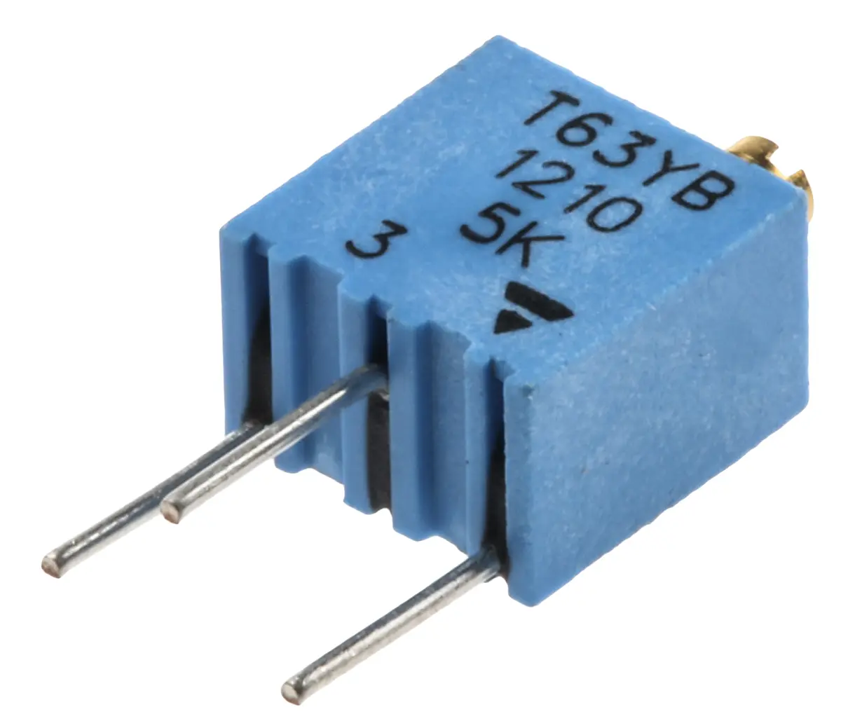 Produktfoto 1 von Vishay T63 14-Gang THT Trimmer-Potentiometer, Einstellung von oben, 5kΩ, ±10%, 0.25W, Pin, L. 6.8mm