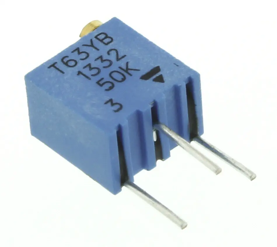 Vishay T63 14-Gang THT Trimmer-Potentiometer, Einstellung von oben, 50kΩ, ±10%, 0.25W, Pin, L. 6.8mm