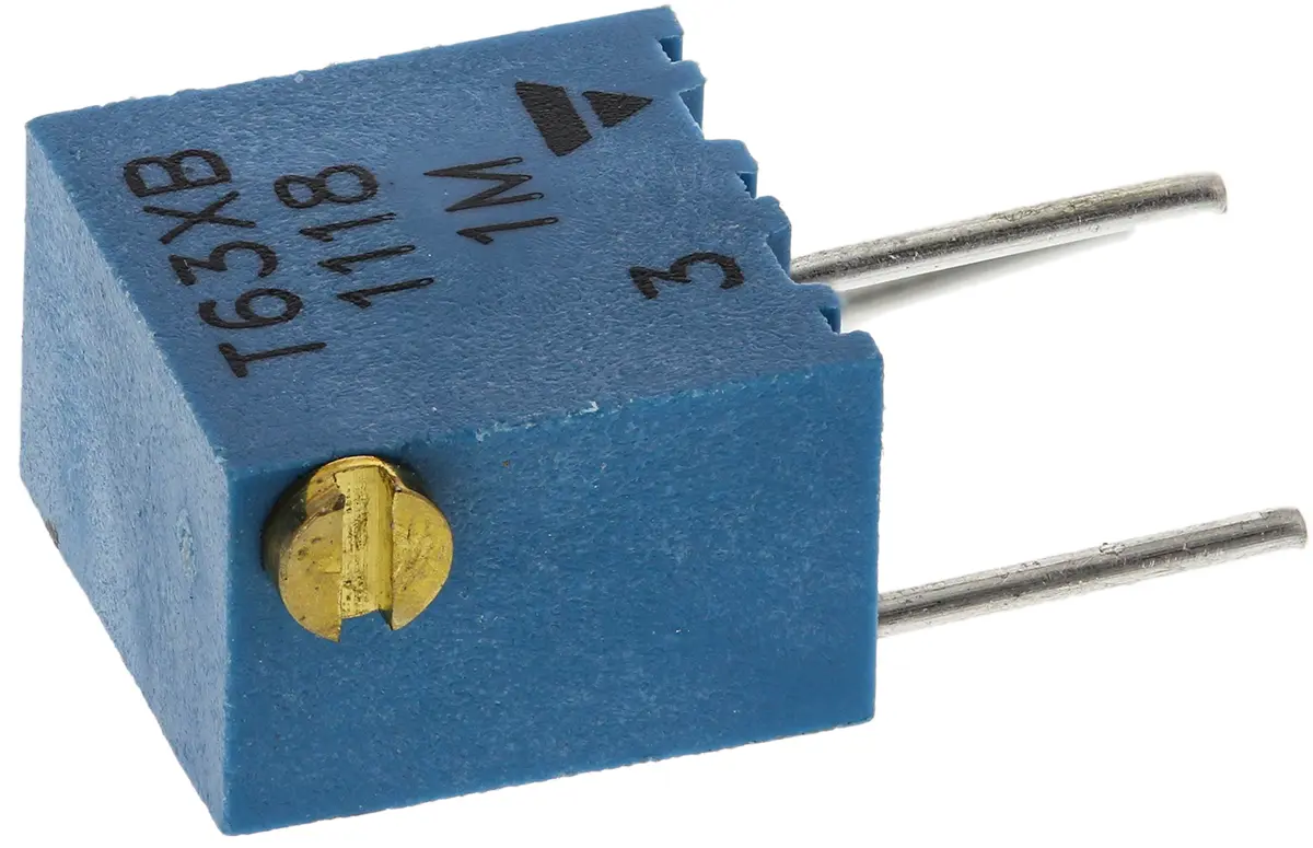 Produktfoto 1 von Vishay T63 14-Gang THT Trimmer-Potentiometer, Seitliche Einstellung, 1MΩ, ±10%, 0.06W, Pin, L. 7.5mm
