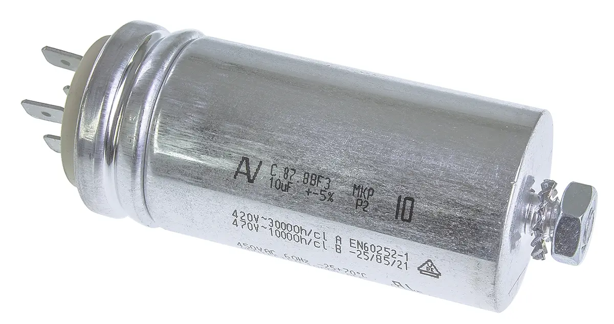 KEMET C87, Polypropylen Motorkondensator, 10μF, ±5% / 500Vac, Gehäusemontage