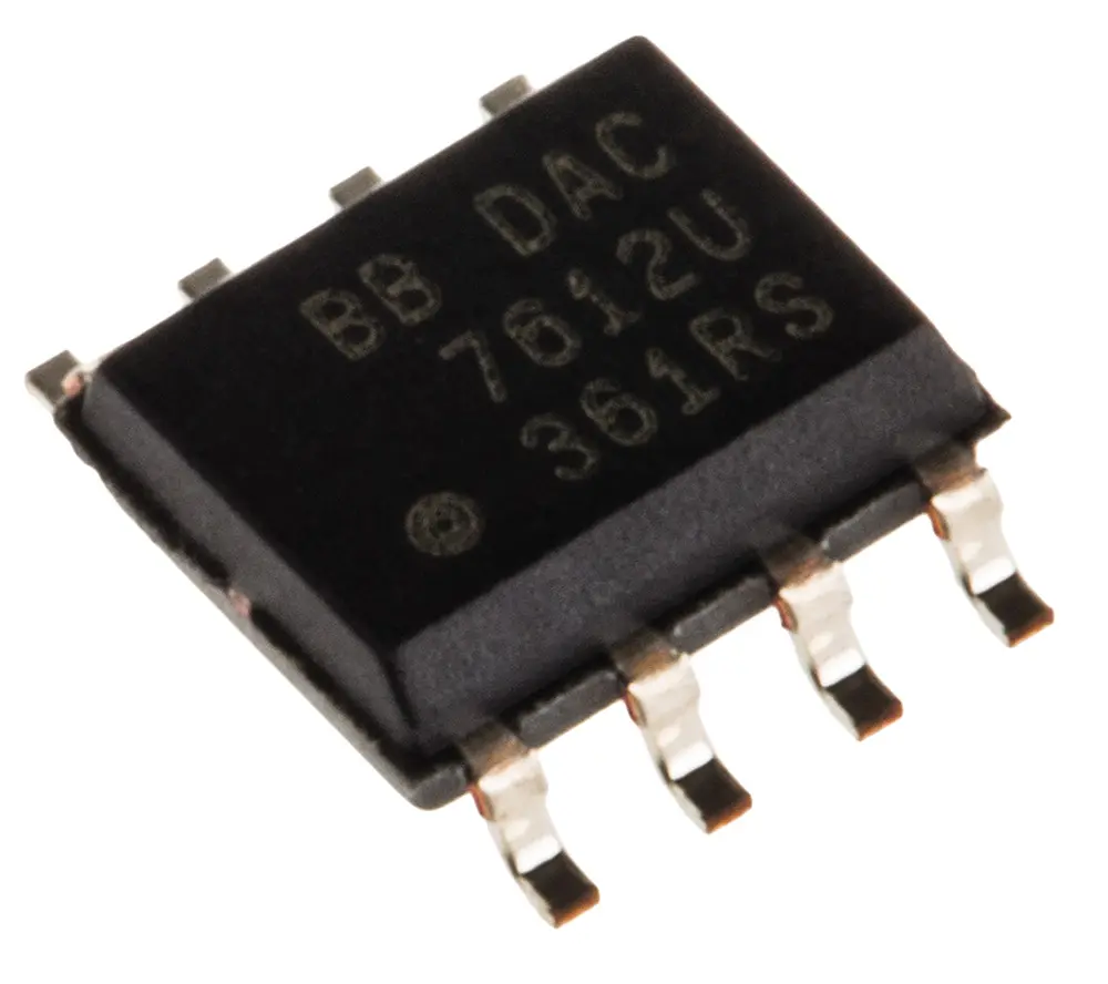 Produktfoto 1 von Texas Instruments 12 bit 2 DAC 130 ksps SOIC, 8-Pin, Interface SPI