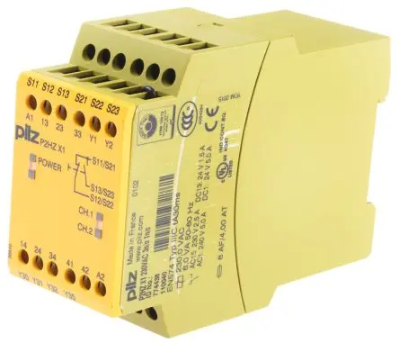 Produktfoto 1 von Pilz P2HZ X1 Sicherheitsrelais 230V ac, 3 Sicherheitskontakte, 1 Hilfsschalter, Manuell EN 60068-2-6, EN 61000-6-2, EN