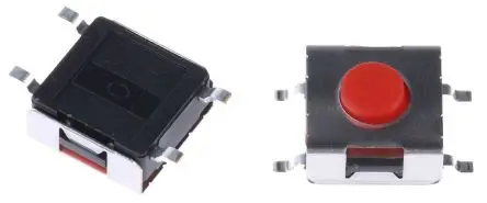 Produktfoto 1 von APEM Taster 1-poliger Schließer - Schließer Taste, SMD 50mA Tastend 9 mm Rot Oberfläche B. 6.3mm L. 6.2 mm