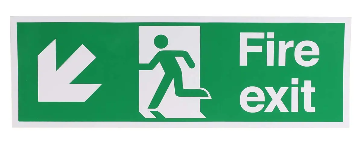 Produktfoto 1 von RS PRO Englisch Vinyl FIRE EXIT Grün, Weiß Notausgangsschild